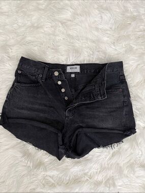 Agolde Black High-Rise Button-Fly Denim Shorts 27